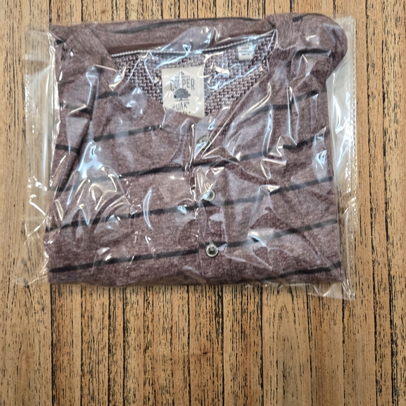 The Authentic Copper Oak Supply Mens‎ Purple And Black Striped XL Quarter Button - Picture 15 of 15